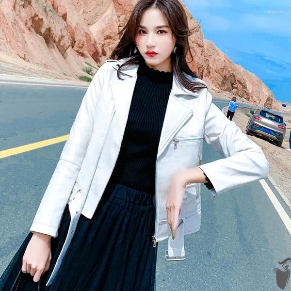 Frauen Leder Femme Veste 2023 Herbst Faux Jacke mit Gürtel Frauen lässig 3xl Short Motorcycle Coat pu outerwear weiblich