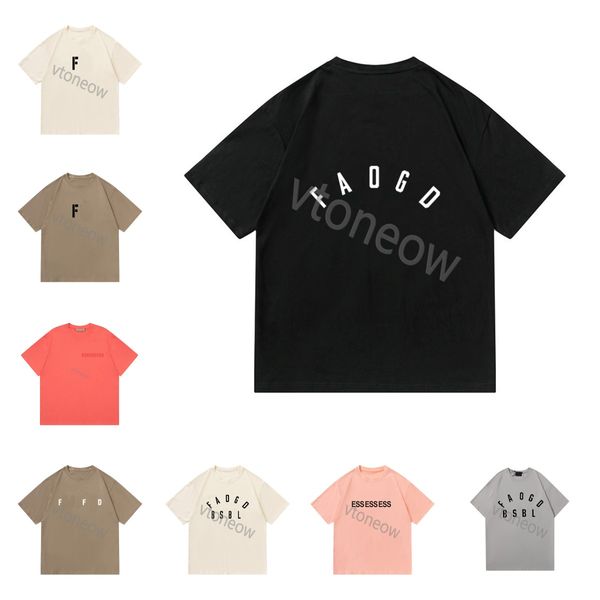 Camisetas masculinas de grife, banda ess, moda, preto, branco, manga curta, letras luxuosas, padrão FOG, camiseta Essen, tamanho essencial S-XXL