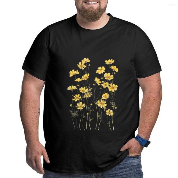 Herren Polos Gelb Kosmos Blumen T-Shirt Große Höhe Shirts Grafik T-Shirts T-Shirt Kurzarm Lustiges T für Männer