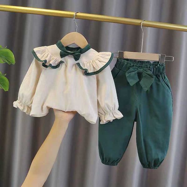 Kleidung Sets Baby Girls Kleidung Frühling Bowknot Blusen Bloomers Hosen für Kinder Anzug Kinder Swe AA230426