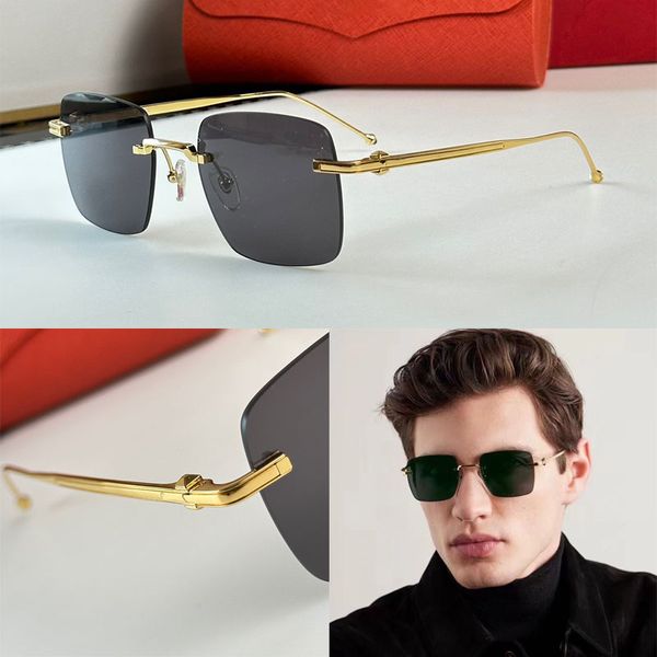 Pasha de Carti óculos de sol retrô quadrado sem moldura templo com pernas de metal douradas exclusivas CT0403 luxuoso e elegante elegante masculino e feminino Gafas de sol