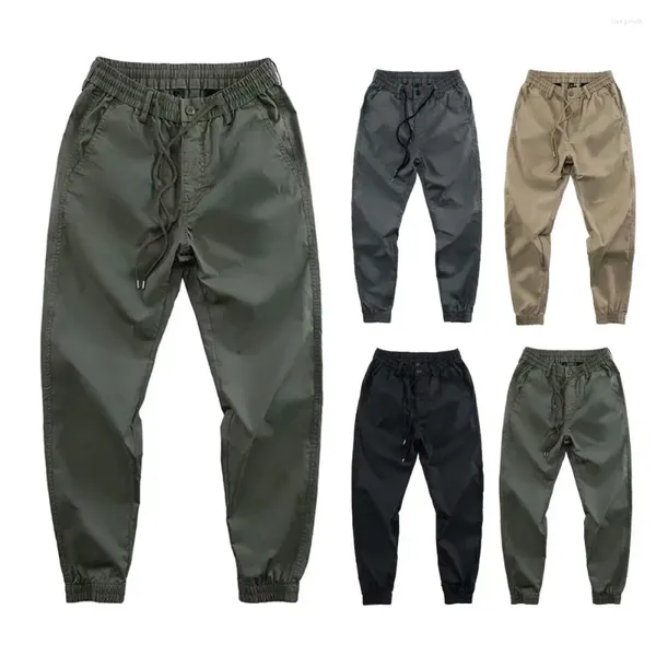 Pantaloni da uomo Pantaloni sportivi da uomo Tasca laterale Sport casual con elastico in vita con coulisse e bottone con cerniera per la primavera