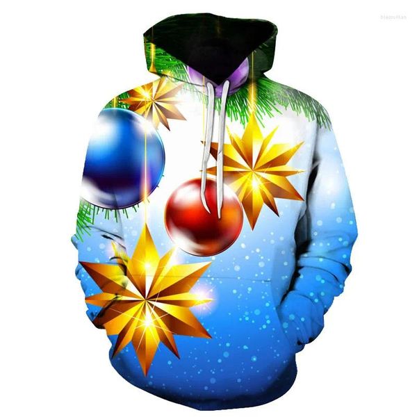 Erkek Hoodies 2023 Noel Hediye Teması 3D Baskılı Hoodie Moda Kardan Adam Kapşonlu Sweatshirt Pullover Boy Giysileri