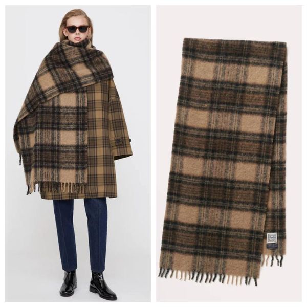 Lenços Inverno Cashmere Totem Bege Check Xadrez Lenço Lã Tecido Homens Xaile Moda Luxo Mulheres Pashmina Wrap