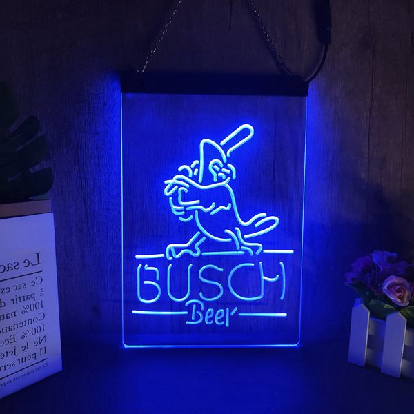 Busch Beer Bar Pub Paradise Parrot Palm Tree Insegne al neon a LED Decorazioni per la casa Capodanno Parete Camera da letto nuziale Luce notturna 3D