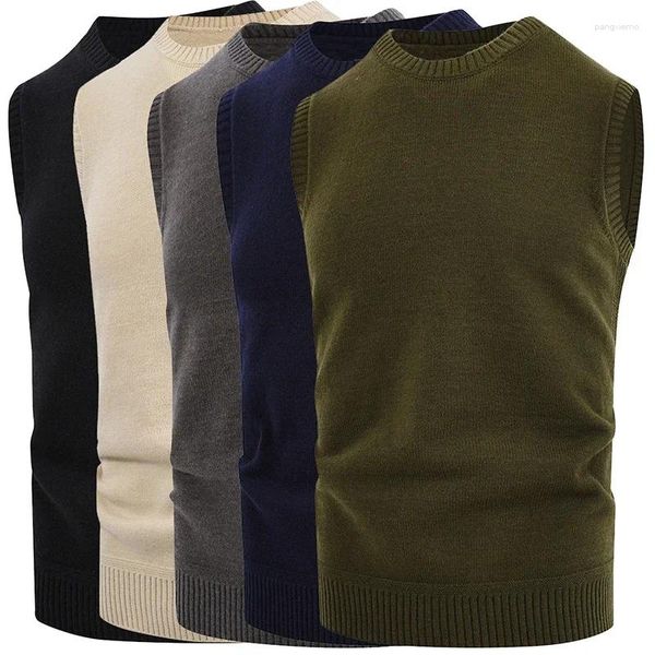 Männer Pullover 2023 Frühling Pullover Weste Einfarbig Rundhals Mit Mode Männliche Kleidung Mann Ärmellose Pullover