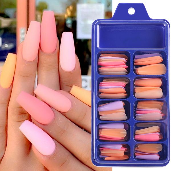 False unhas 100pcs Extensão de caixão Formulários dicas de unhas