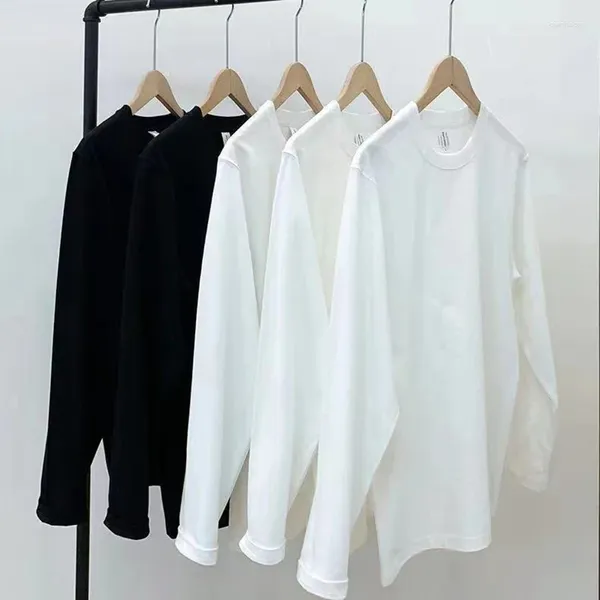 Magliette da uomo Camicia da uomo a maniche lunghe semplice e pesante di base Moda Casual All'interno di abiti caldi Nero Bianco Top con fondo di alta qualità