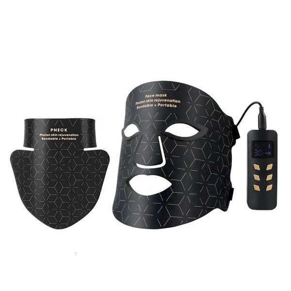 Gesichtsmassagegerät Silikon-LED-Maske Hals tragbar 4 Farben 0 590 630 850 nm Rotlicht P auf Therapie Hautpflege 231123