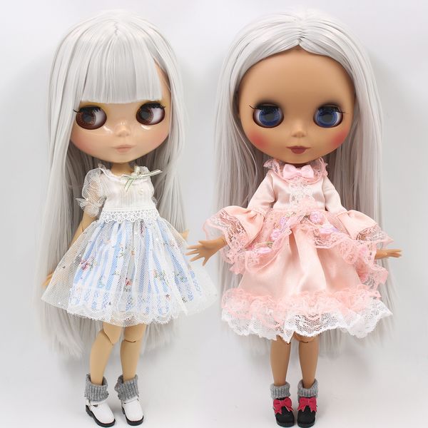 Куклы ледяные DBS Blyth Doll № BL1003 Серые прямые волосы 1/6 BJD OB24 Anime Girl 230426