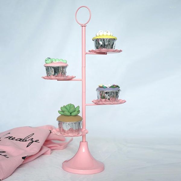 Bakeware Tools Alzata per torta in metallo europeo Puntelli per matrimoni Cornice per dessert rosa Piatto per display per cupcake