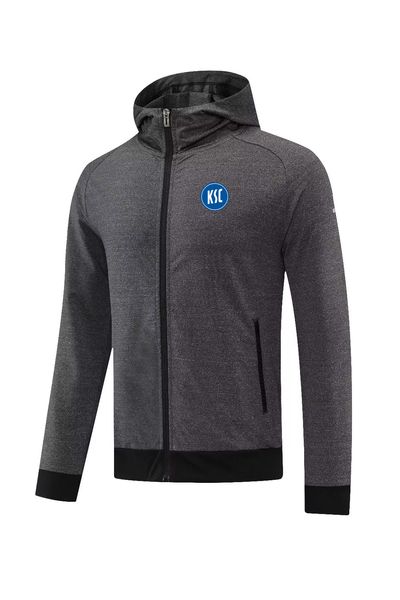 Karlsruher SC Herren Jacken Freizeit Sportjacke Herbst warmer Mantel Outdoor Joggen Kapuzenpullover Lässiger Sportmantel Shirt