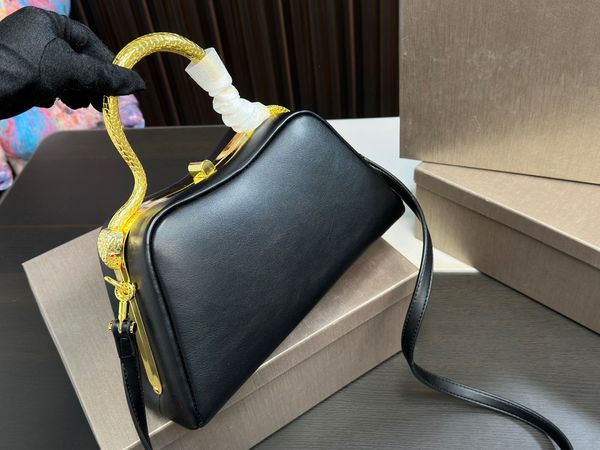 Manico in metallo sacca da testa serpente donna sacchetti di spesa della moda borse a tracolla borse in pelle vera borse a messaggeri a trava