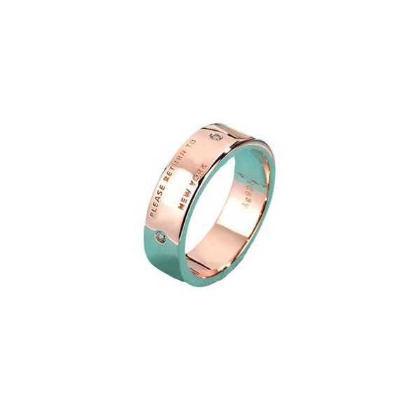 Marca de designer TFF Edição Precision Edition Sterling Silver Rose Gold Classic Ring Three Diamond para casais femininos largo e estreito presente do dia dos namorados com logotipo