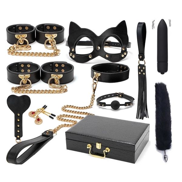 Yetişkin oyuncaklar bdsm set deri seks oyuncakları kit kelepçeleri oturum anal fiş vibratör kadın bdsm erotik aksesuarlar seks oyuncakları yetişkinler için 18 230426