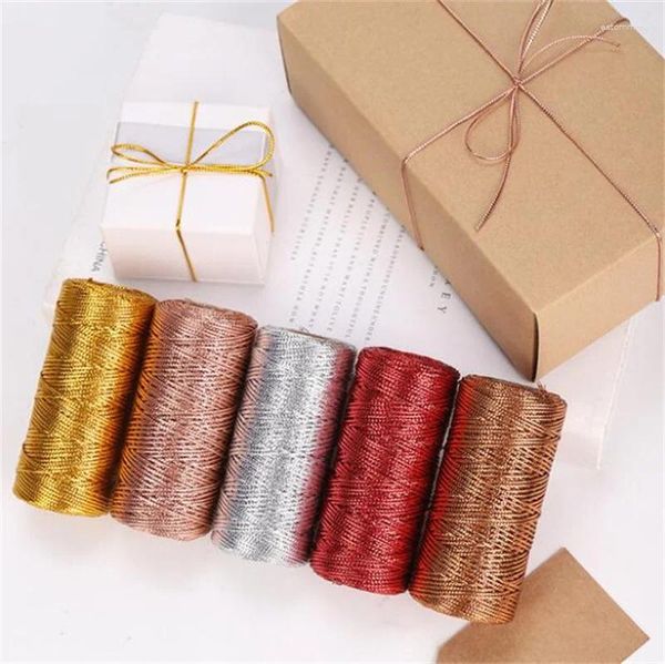 Bolsas de jóias 100m diy ouro prata corda corda macrame cabo fita artesanato para costura fio torcido decoração têxtil casa