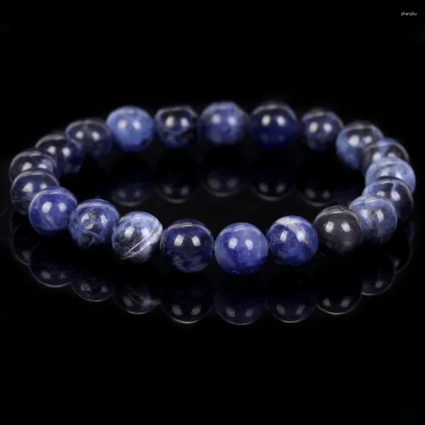 Bracciale in pietra naturale da 6/8 mm, perline di sodalite blu per uomo, donna, gioielli, regalo, energia curativa