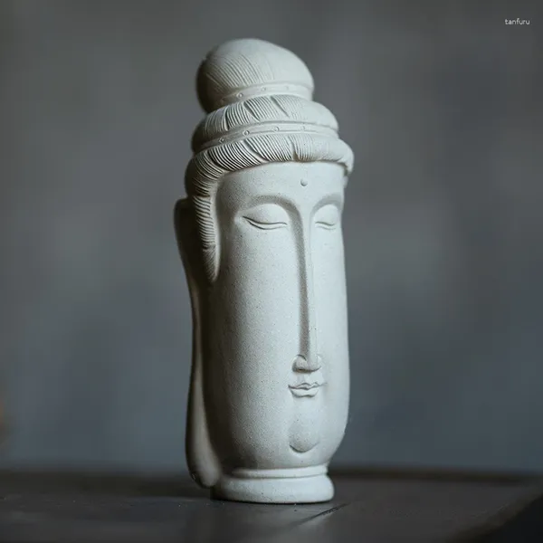 Tea Pets Große Buddha-Statue, Haustier-Ornamente, niedliche Meditation, Mini-Miniatur-Keramik-Dekoration, Garten, Zuhause