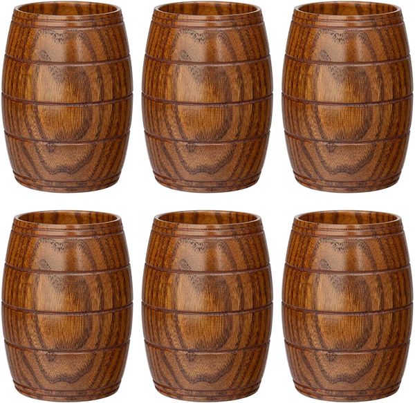 Tazza in legno con grande pancia con manico in legno di abete rosso naturale fatto a mano per bere birra, tè, caffè, latte, acqua, bicchieri da cucina giapponesi