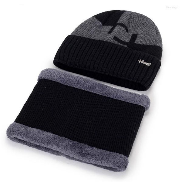 Beralar Avrupa ABD Kış Erkekleri Örme Şapka Eşarp Yünlü Sıcak yumuşak Beanies Erkek Boyun Isıtıcıları Maskesi Gorras Bonnet GH-339