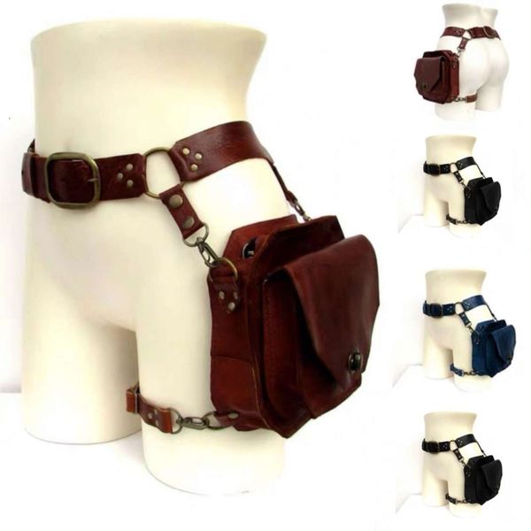 Taillentaschen Steam Punk Retro PU-Beutel Lässige kleine quadratische Hüfttaschen für Frauen Crossbody Cross Multifunktions-Outdoor-Bein-Telefontasche 230426