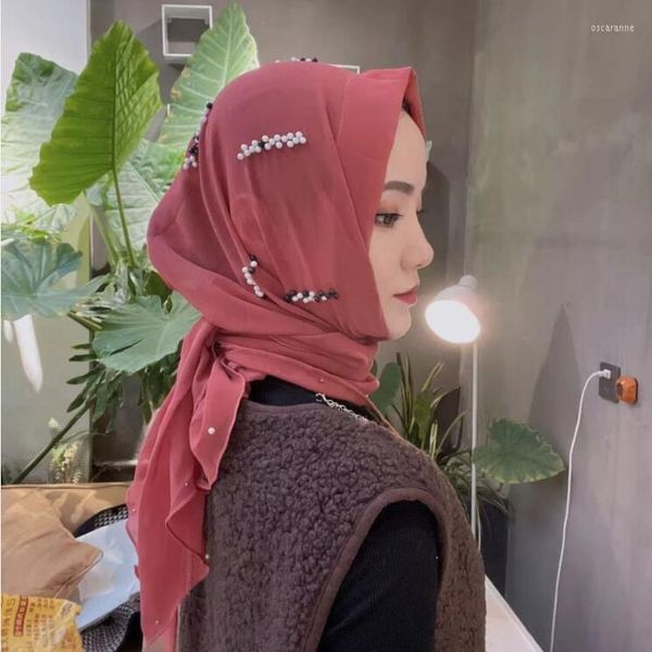 Triângulo de roupas étnicas pronto para usar meninas muçulmanas xale chiffon hijabs