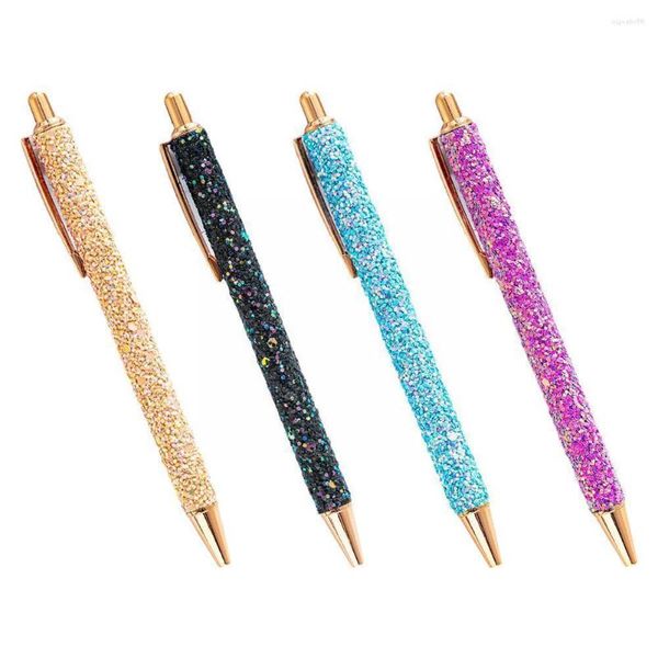 Press Ball Pens Spot Glitter Toz Metal Beyaz Pekiler Kırtasiye Çok Molor Kawaii Malzemeleri Office Sch C8C4