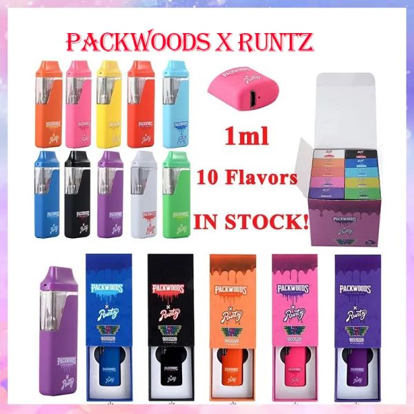 Packwoods x Runtz одноразовая ручка для вейпа 1,0 мл пустые одноразовые капсулы для электронных сигарет блок устройства перезаряжаемая батарея 380 мАч пустая ручка для вейпа 1 мл испаритель с упаковкой