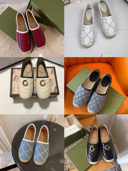 2023 Designers chinelos sandálias femininas Sapatos de pescadores bordados chineses Caixa de linho marrom marrom e bolsa de poeira saltos planos femininos 35-40