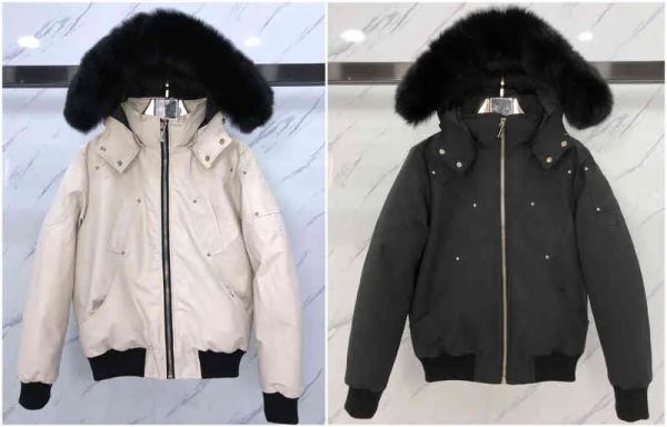 % 100 yüksek kaliteli ceket erkekler kürk yaka parka kış su geçirmez beyaz ördek ceket pelerin moda erkek ve kadın çiftler sıcak tutmak için gündelik versiyon