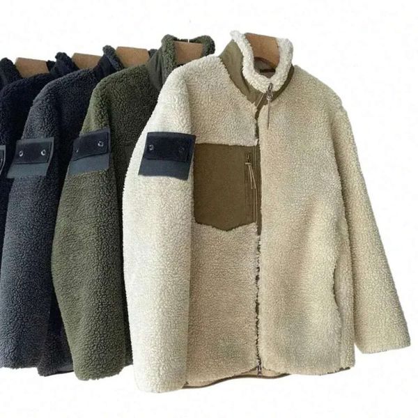 Классические дизайнерские мужские куртки Topstoney Stones Island Куртки Мужские куртки Пальто Зимние толстые толстовки на молнии с длинным рукавом с капюшоном в стиле ягненка Верхняя одежда с эполетом Classic77