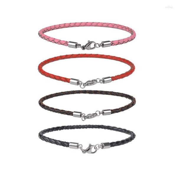 Braccialetti di collegamento Moda Corda classica in pelle Braccialetto nero fai-da-te Filo rosso Linea Gioielli Stringa per donna Uomo Aragosta