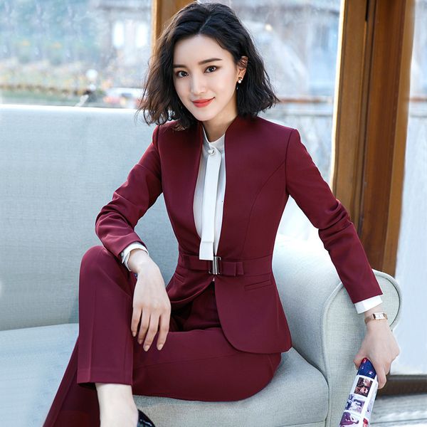 Ternos femininos Blazers Office Lady Work Suits Mulheres Business Formal Receio 2 Peças Blazer Definir Pantsiets elegantes Feminino Autumn Winter Roupos 230426