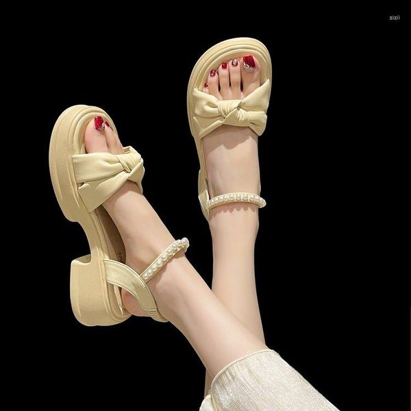 Сандалии летняя мода женская туфли с комфортной туфли плоская пляж Женщины Черно-белый толстый римский