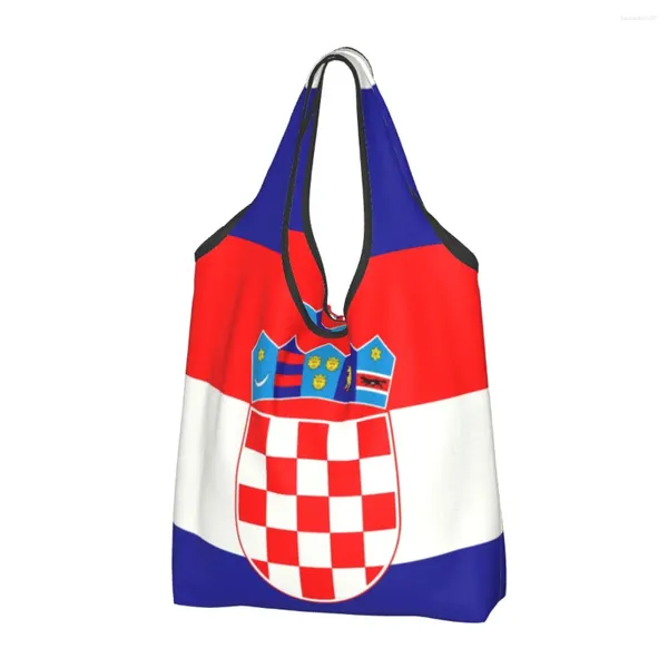 Einkaufstaschen, Flagge von Kroatien, Lebensmittel-Einkaufstasche, Damen, Kawaii, Shopper, Schultertasche, große Kapazität, Handtaschen