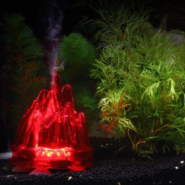 Accessori Decorazione paesaggistica per acquario Lampada per acquario a sette colori Lampada per vulcano subacqueo a LED Lampada a bolle di ossigenazione