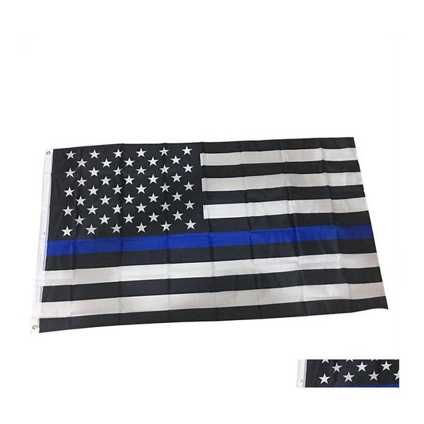 Banner Bandiere 3X5Fts Poliestere Usa 90X150Cm Stati Uniti Stelle Strisce Us Striscioni Americani America Nero Bianco Blu Volante Vt1457 Dr Dha3F