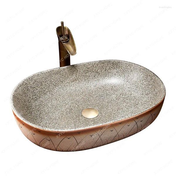 Rubinetti per lavandino del bagno Lavabo da tavolo Lavabo singolo in ceramica Lavaggio transfrontaliero cinese per uso domestico