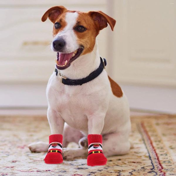 Hundebekleidung, 4 Stück, Haustiersocken, atmungsaktive Protektoren, entzückende Weihnachten, kompakt, rutschfest, waschbar, kleine Stiefel