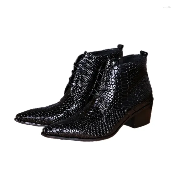 Stiefel handgemachte Männer Knöchel lässig echtes Leder Schuhe Western Cowboy schwarz Schnürung Hochzeit Büro Kleid