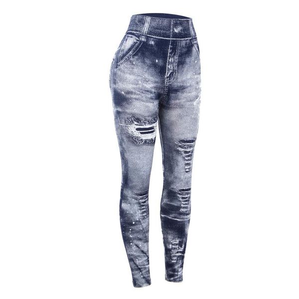 Jeans Donna Nuovo arrivo Imitazione Cowboy Stampa Leggings Pelle morbida Denim Pantaloni elasticizzati sottili Jeans finti sexy Legging fitness