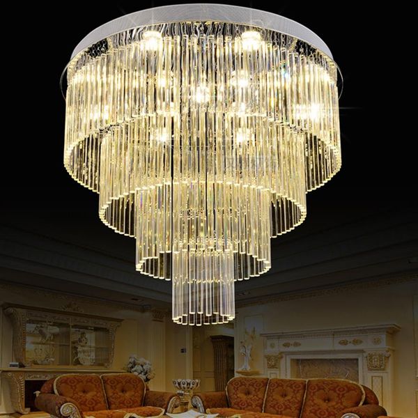 Lustres de cristal k9 americanos lideram o lustre moderno lustres de acessórios para vários círculos em casa iluminação interna El Hall Lobby Parlor Cr288E