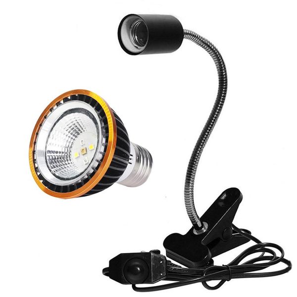 Iluminação profissional réptil led kit de lâmpada uvb com clipon suporte cremoso tartaruga uva + uvb 5.0 /10.0 lâmpada tartarugas basking bulbo