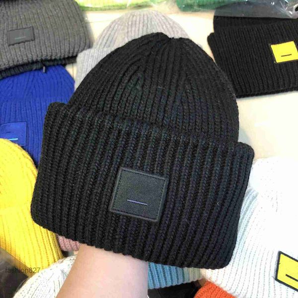 Cappello invernale firmato beanie cappelli designer donna AC quadrato faccina sorridente lana lavorata a maglia versione alta pullover femminile cappello di lana casual caldo elastico berretti aderenti 71NCK