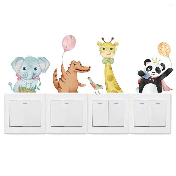 Sfondi 12 30cm Elefante Giraffa Cartoon Animal Wall Sticker Switch Sfondo Camera Ristorante Decorazione