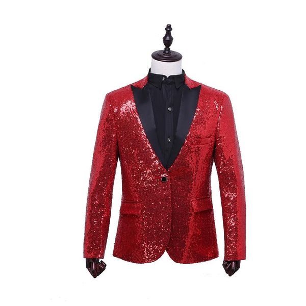 Erkekler Suits Blazers 2023 Erkek İnce Fit Ceket Moda Altın Kraliyet Mavi Kırmızı Gümüş Sequin Blazer Erkekler Sahne Tasarımları Şarkıcılar İçin Kostümler