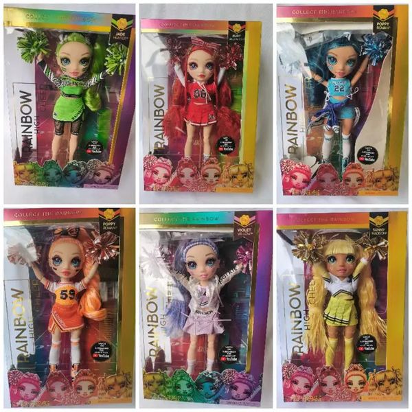 Puppen Original Rainbow High School Langes Haar Puppe Cheerleader Mädchen Gelenke können das Haus bewegen Spielzeug Geburtstagsgeschenke 231124