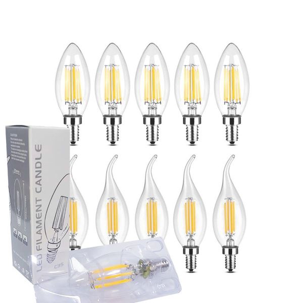 Lampadina a candelabro LED dimmerabile 100-264 V non dimmerabile CA11 C35 C35L forma fiamma stile punta 60 Watt equivalente E12 E14 base 2 W 4 W 6 W Edison