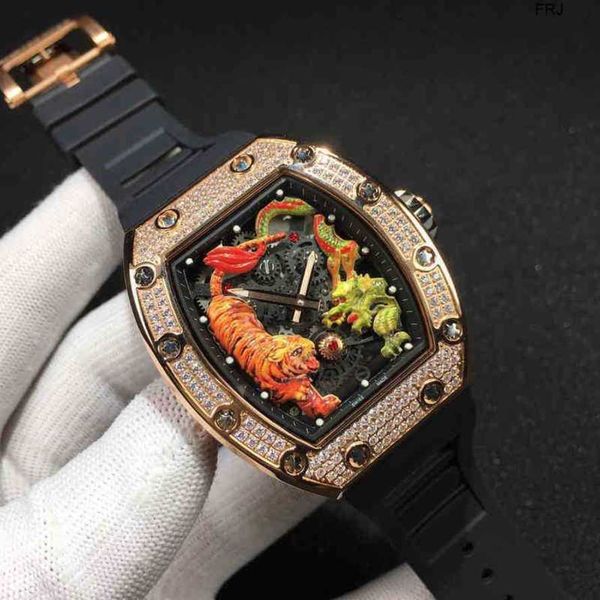 Milles Watch Richads Mile Luxury Mens Meccanica Richa Orologio da polso Richards Barrel Type Automatic Rm51 r Diamond Intarsiato Sport personalizzato Painted Millerwatch Frj