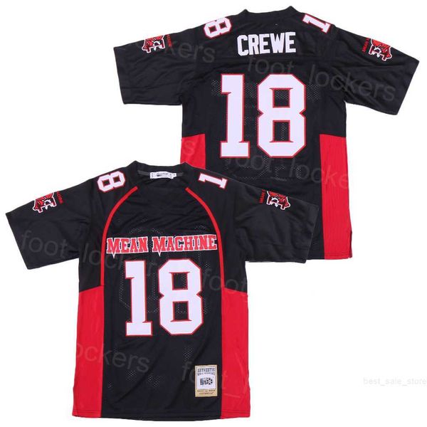 Filme 18 Paul Crewe Football Jerseys Film mais longo do quintal de máquinas bordados de máquina e costurando o pulôver da escola respirável para os fãs de esportes e o uniforme preto